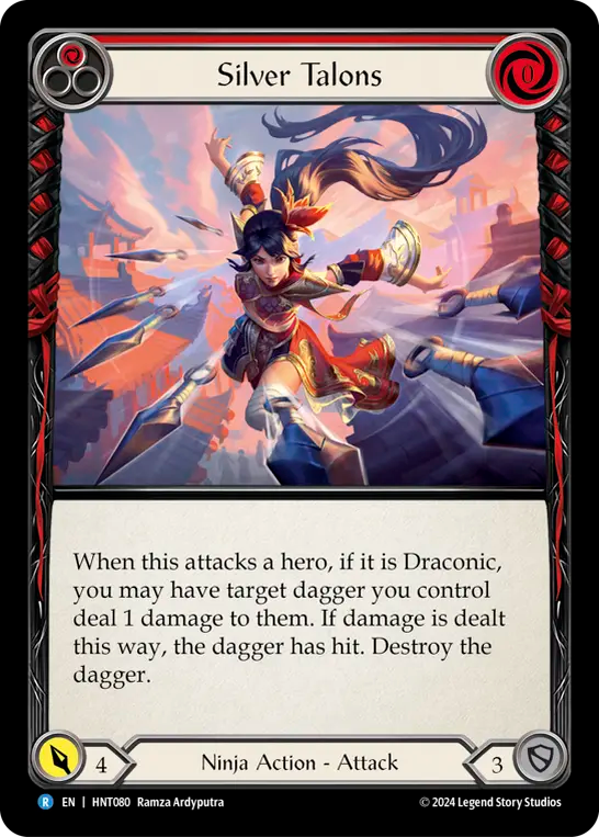 (HNT080) Flesh & Blood TCG The Hunted Single: Silver Talons (Red) (Rainbow Foil) Rare