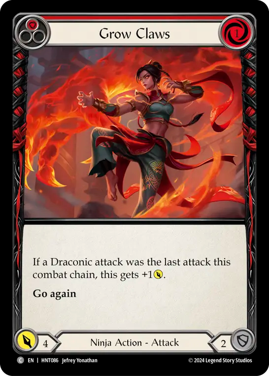 (HNT086) Flesh & Blood TCG The Hunted Single: Grow Claws (Red) (Rainbow Foil) Common