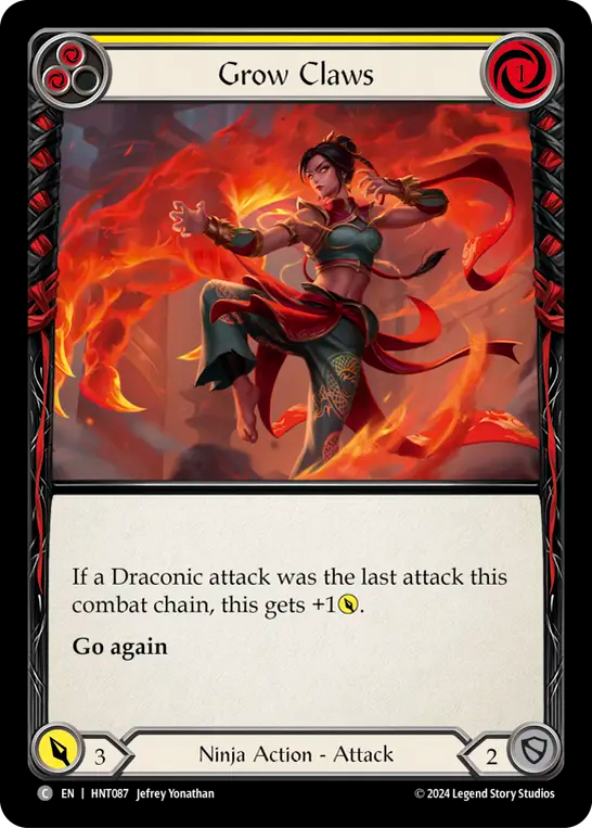 (HNT087) Flesh & Blood TCG The Hunted Single: Grow Claws (Yellow) (Regular) Common