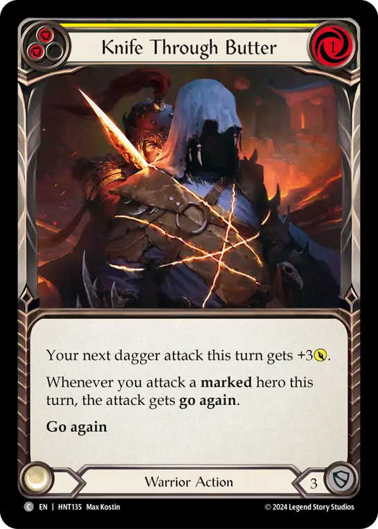 (HNT135) Flesh & Blood TCG The Hunted Single: Knife through Butter (Yellow) (Regular) Common