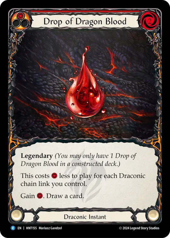 (HNT155) Flesh & Blood TCG The Hunted Single: Drop of Dragon Blood (Regular) Rare