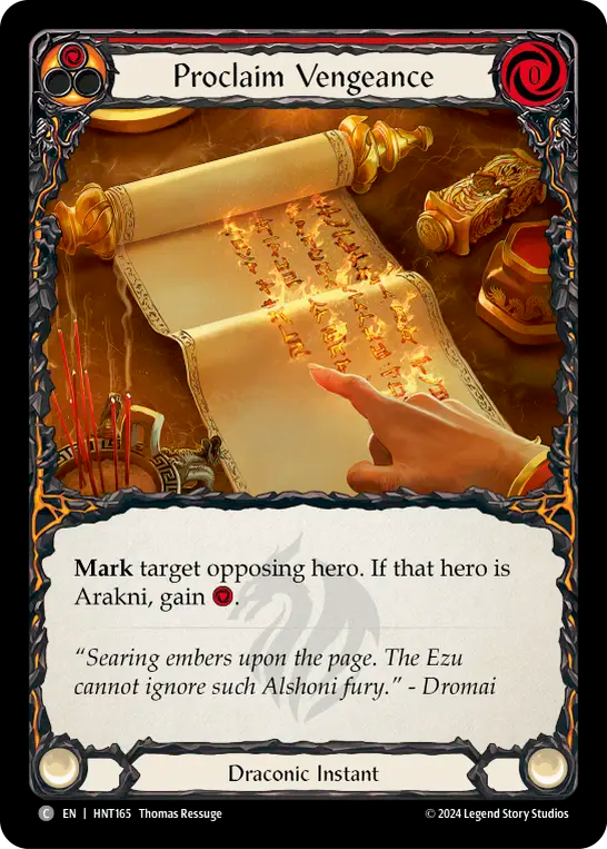 (HNT165) Flesh & Blood TCG The Hunted Single: Proclaim Vengeance (Rainbow Foil) Common