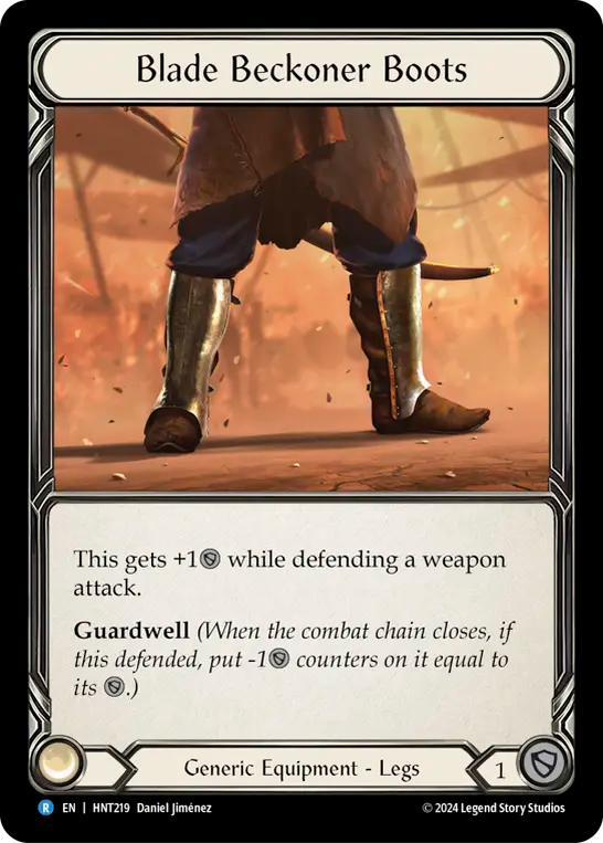 (HNT219) Flesh & Blood TCG The Hunted Single: Blade Beckoner Boots (Cold Foil) Rare