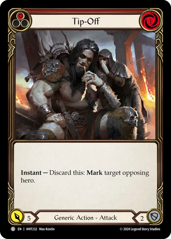 (HNT232) Flesh & Blood TCG The Hunted Single: Tip-Off (Red) (Rainbow Foil) Common