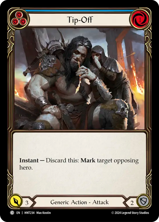 (HNT234) Flesh & Blood TCG The Hunted Single: Tip-Off (Blue) (Rainbow Foil) Common