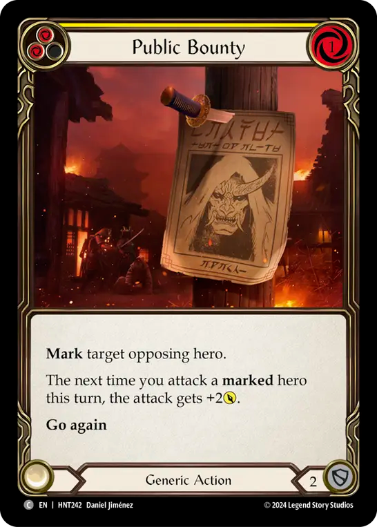 (HNT242) Flesh & Blood TCG The Hunted Single: Public Bounty (Yellow) (Regular) Common