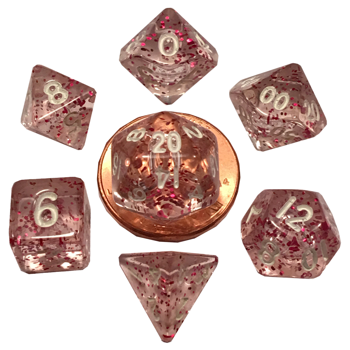 Fanroll - 10mm Mini Polyhedral Dice set - Ethereal Light Purple