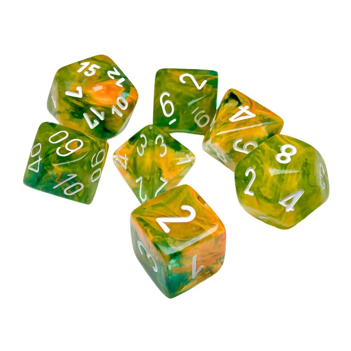 Chessex Translucent Polyhedral 7-Die Set: Nebula Spring/White
