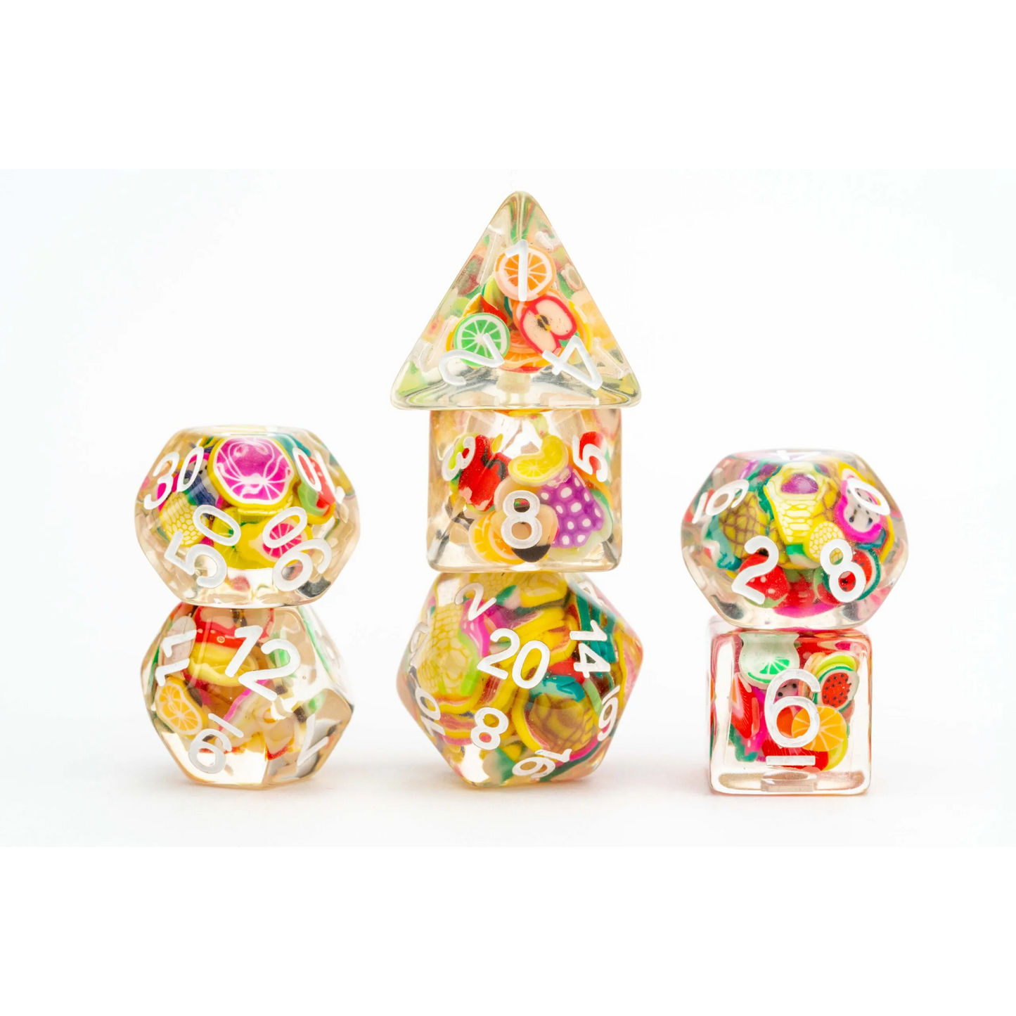 Fanroll 16mm Resin Poly Dice Set: Fruit Dice