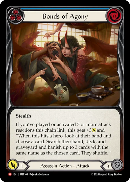 (103/237) Flesh & Blood TCG Part the Mistveil Single: Bonds of Agony (Rainbow Foil) Majestic