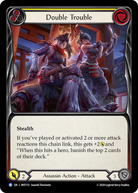 (113/237) Flesh & Blood TCG Part the Mistveil Single: Double Trouble (Yellow) (Rainbow Foil) Rare