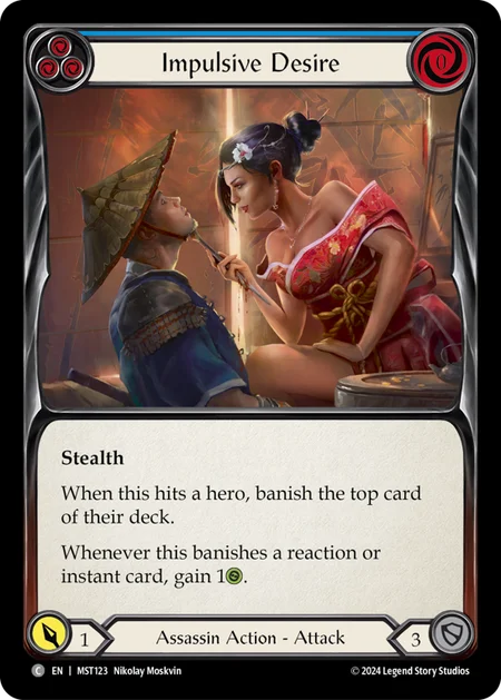 123/237) Flesh & Blood TCG Part the Mistveil Single: Impulsive Desire Puca Puca Games 123/237) Flesh & Blood TCG Part the Mistveil Single: Impulsive Desire Puca Puca Games