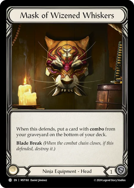 (160/237) Flesh & Blood TCG Part the Mistveil Single: Mask of Wizened Whiskers (Cold Foil) Token