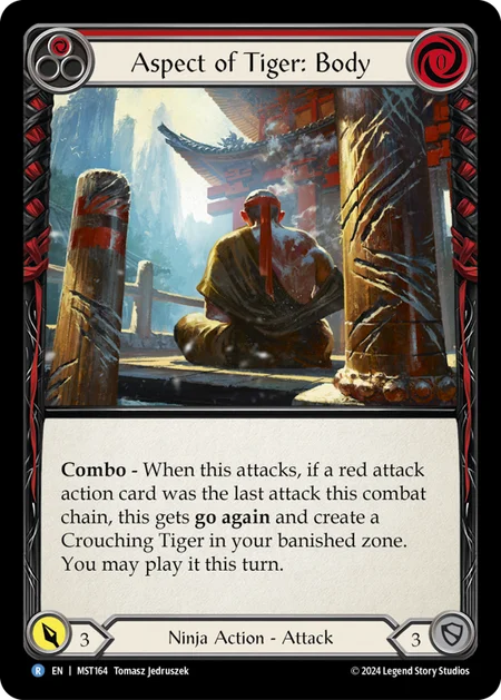 (164/237) Flesh & Blood TCG Part the Mistveil Single: Aspect of Tiger: Body (Regular) Rare