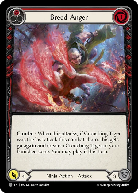 (176/237) Flesh & Blood TCG Part the Mistveil Single: Breed Anger (Red) (Regular) Common