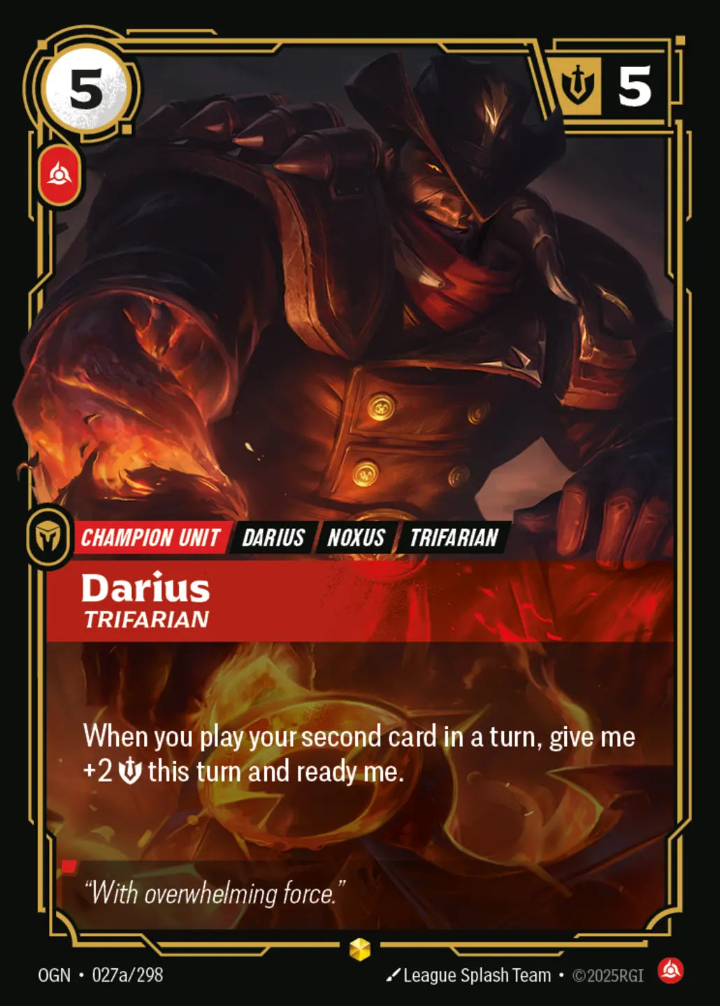 (027a/298) Riftbound TCG Origins Single: Darius, Trifarian (V.2 - Showcase) Holo Showcase