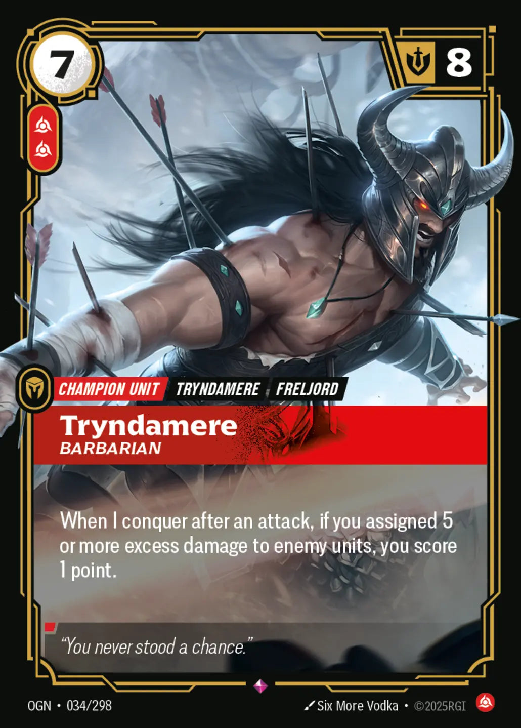 (034/298) Riftbound TCG Origins Single: Tryndamere, Barbarian Holo Rare