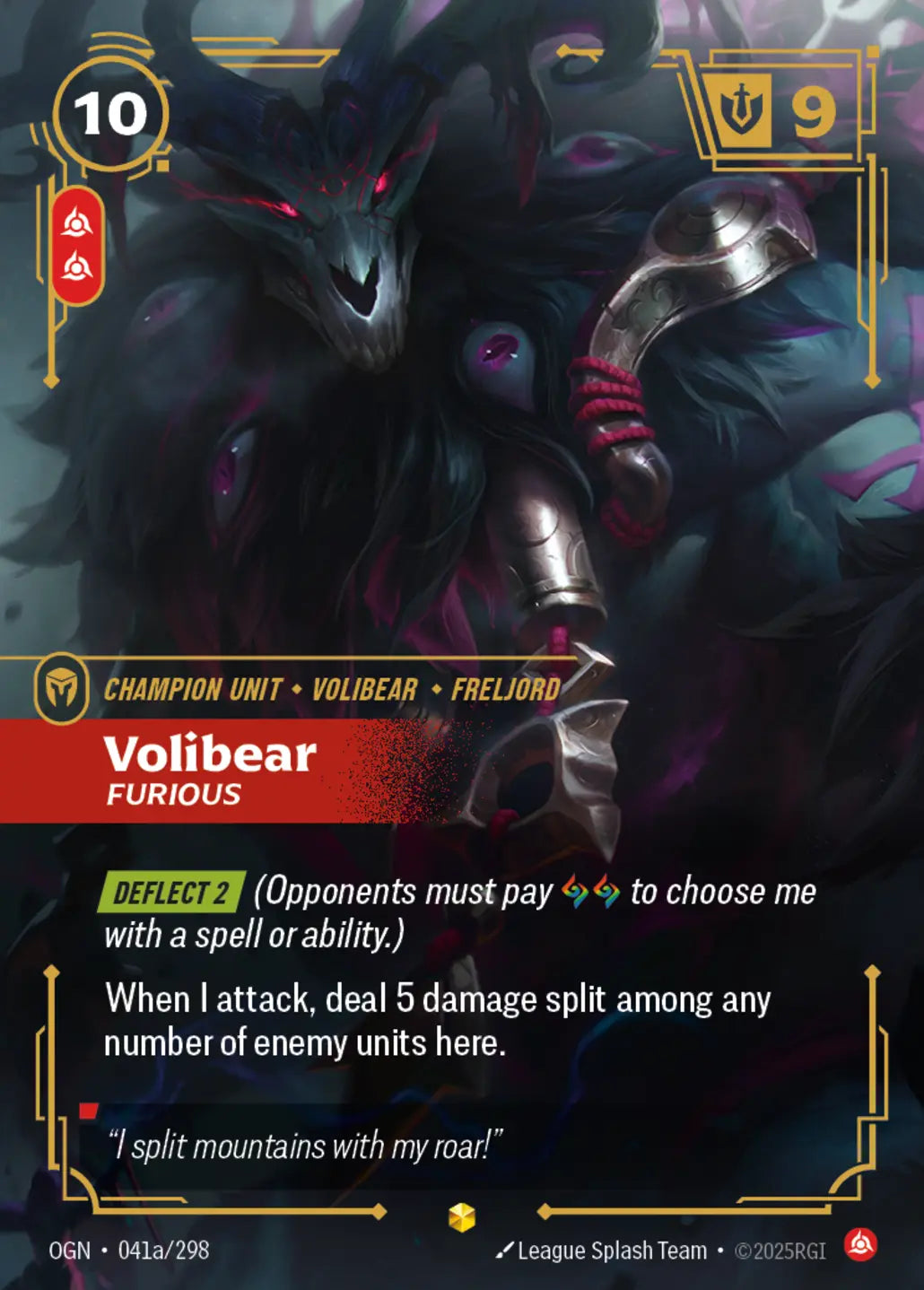 (041a/298) Riftbound TCG Origins Single: Volibear, Furious (V.2 - Showcase) Holo Showcase