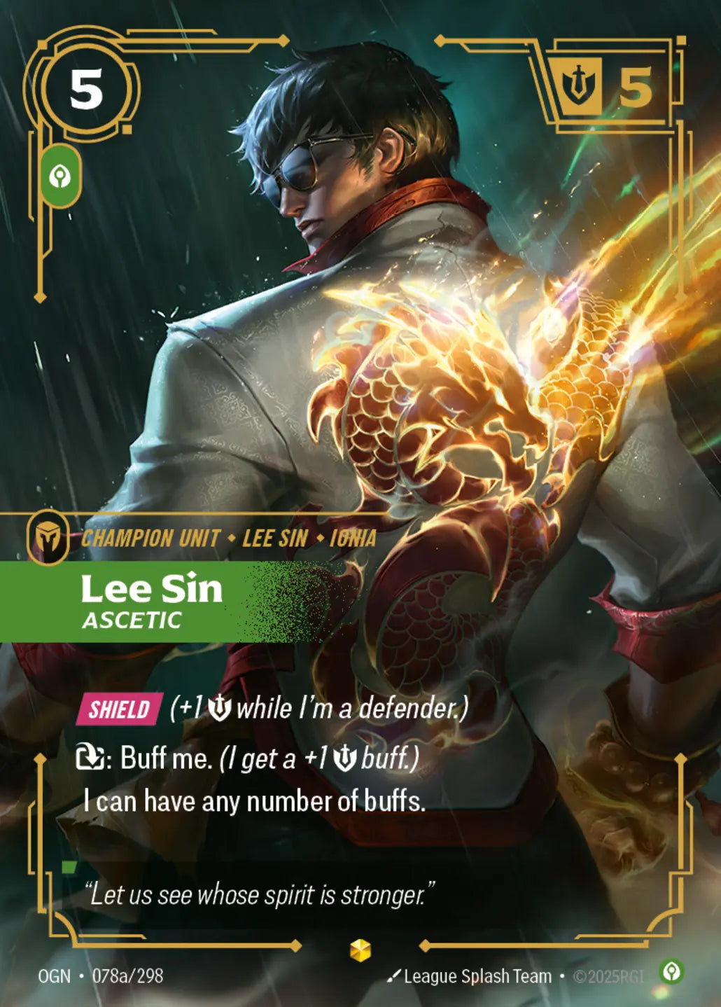 (078a/298) Riftbound TCG Origins Single: Lee Sin, Ascetic (V.2 - Showcase) Holo Showcase