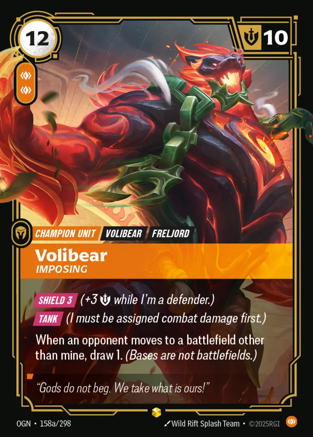 (158a/298) Riftbound TCG Origins Single: Volibear, Imposing (V.2 - Showcase) Holo Showcase