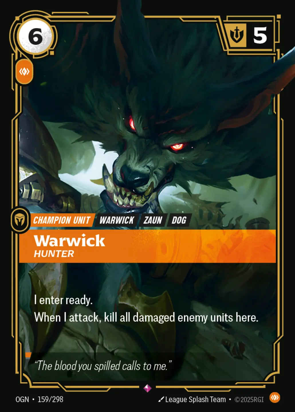 (159/298) Riftbound TCG Origins Single: Warwick, Hunter Holo Rare