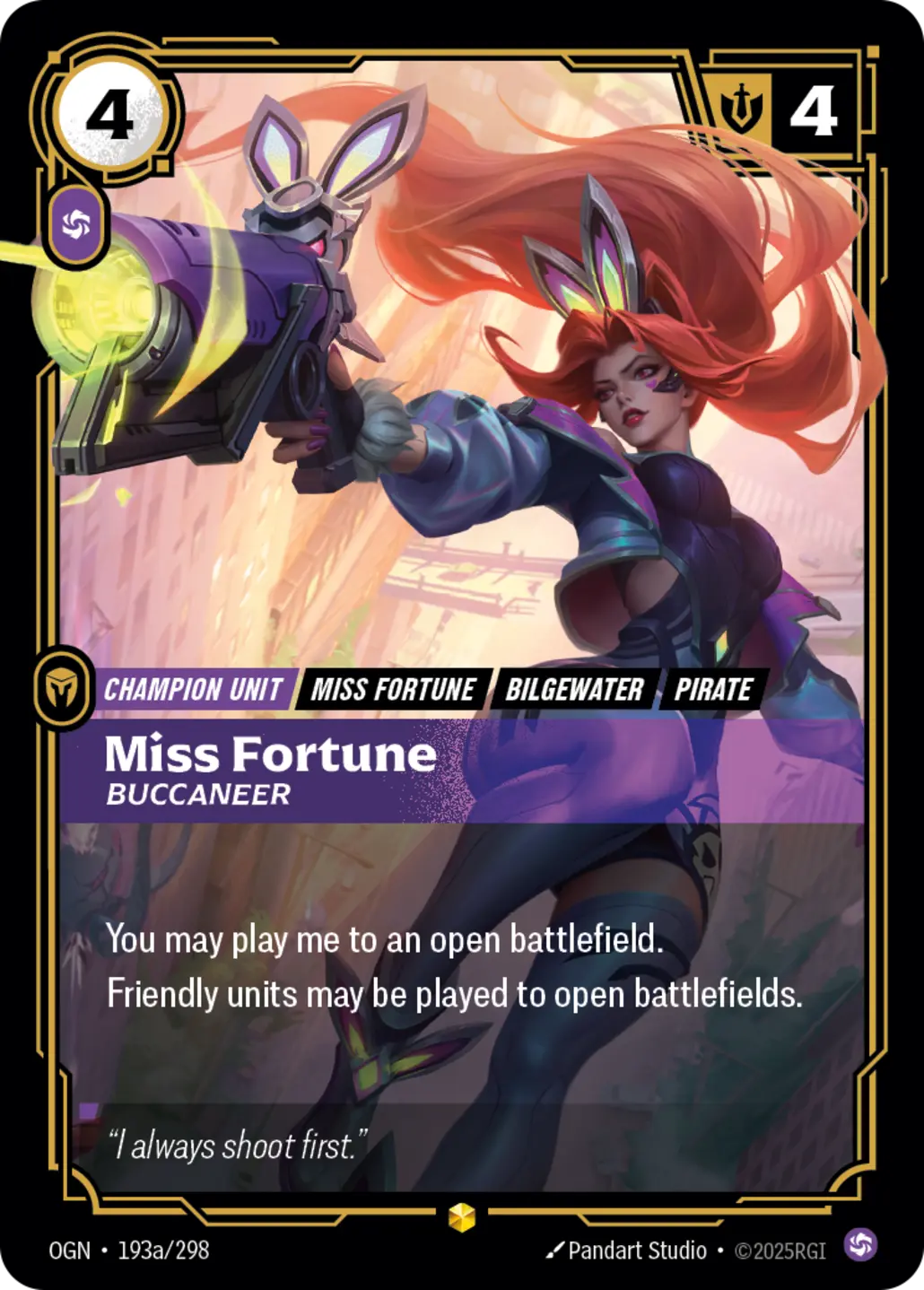 (193a/298) Riftbound TCG Origins Single: Miss Fortune, Buccaneer (V.2 - Showcase) Holo Showcase