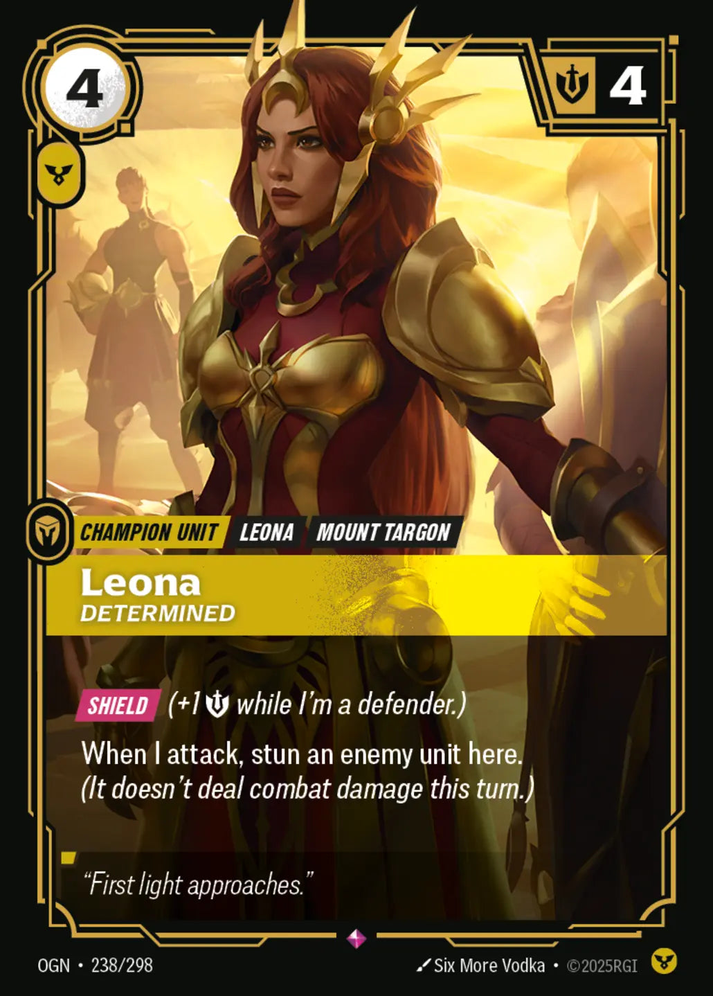 (238/298) Riftbound TCG Origins Single: Leona, Determined (V.1 - Rare) Holo Rare