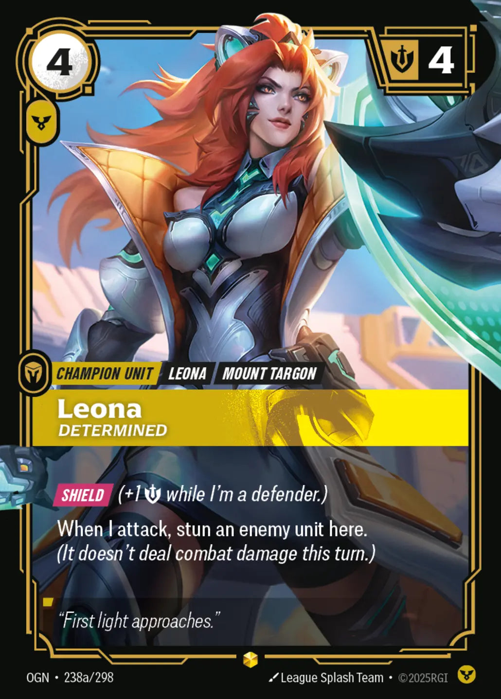 (238a/298) Riftbound TCG Origins Single: Leona, Determined (V.2 - Showcase) Holo Showcase