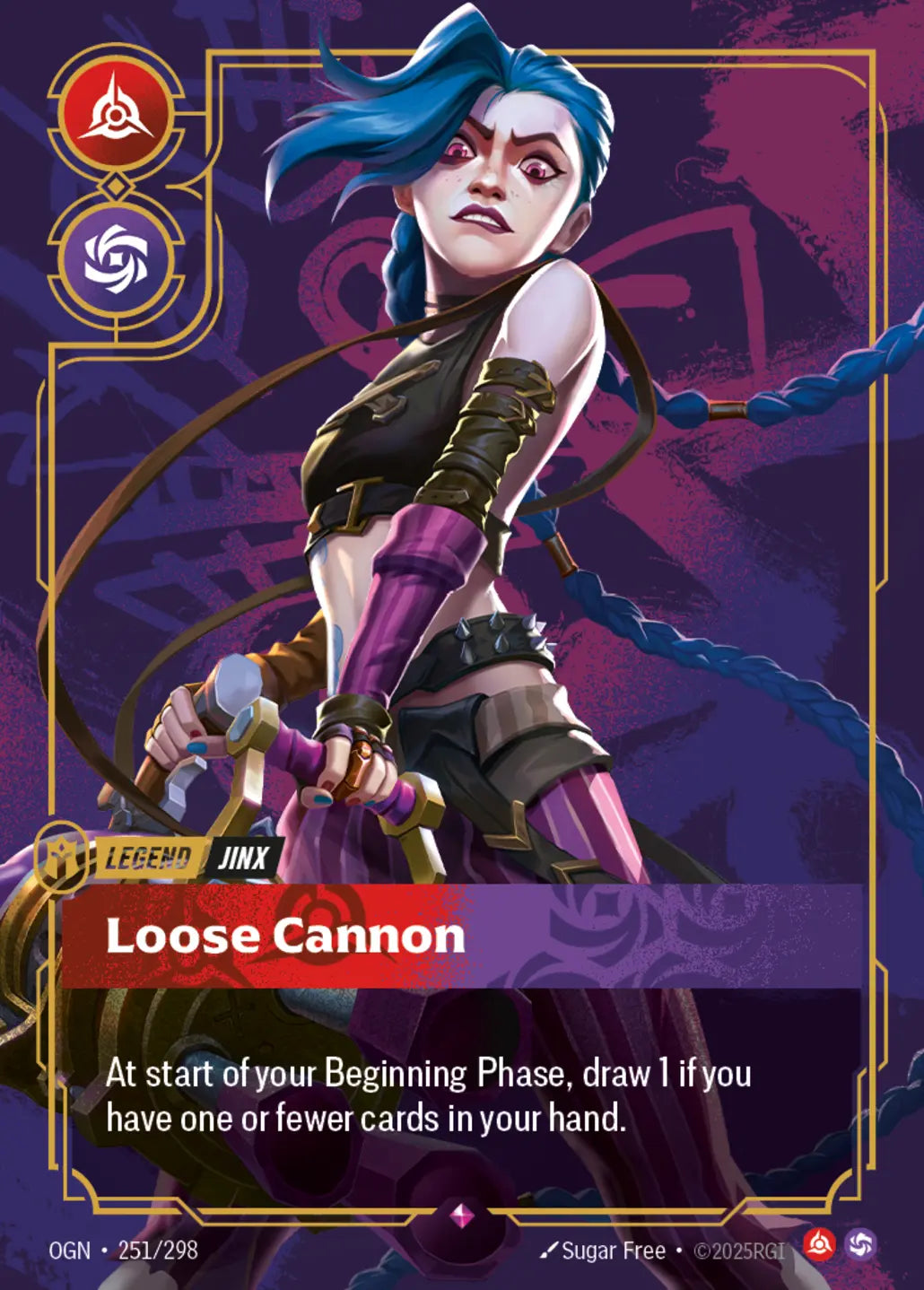 (251/298) Riftbound TCG Origins Single: Jinx, Loose Cannon (V.1 - Rare) Holo Rare