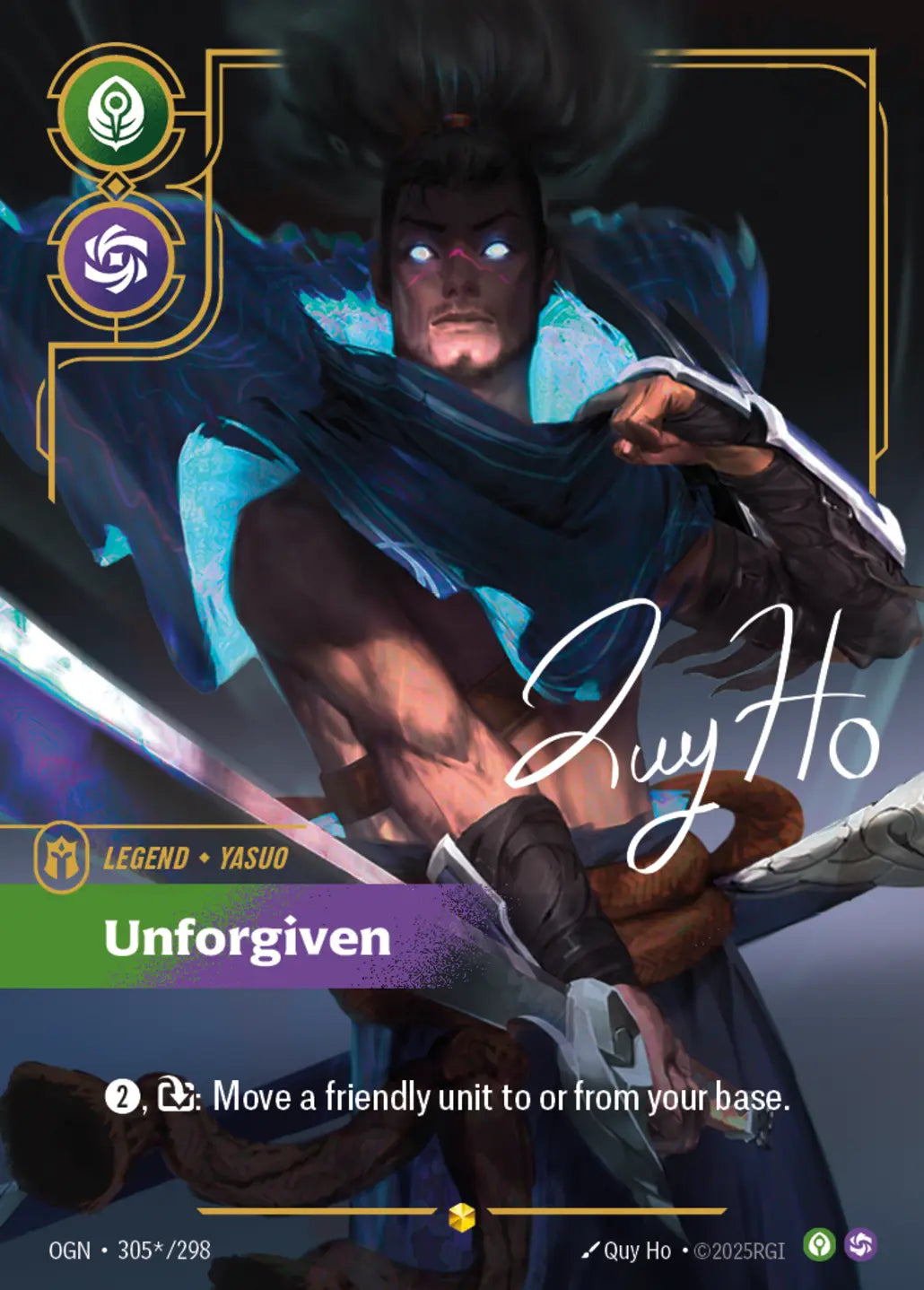 (305*/298) Riftbound TCG Origins Single: Yasuo, Unforgiven (V.3 - Signed Showcase) Holo Signed Showcase