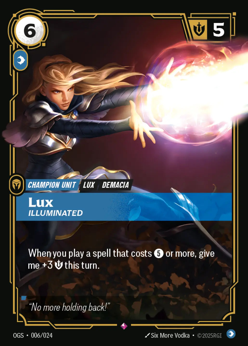 (006/024) Riftbound TCG Proving Grounds Single: Lux, Illuminated Rare