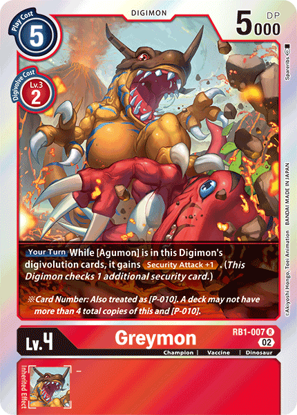 (007) Digimon TCG Resurgence Booster Single: Greymon (P-010) Rare
