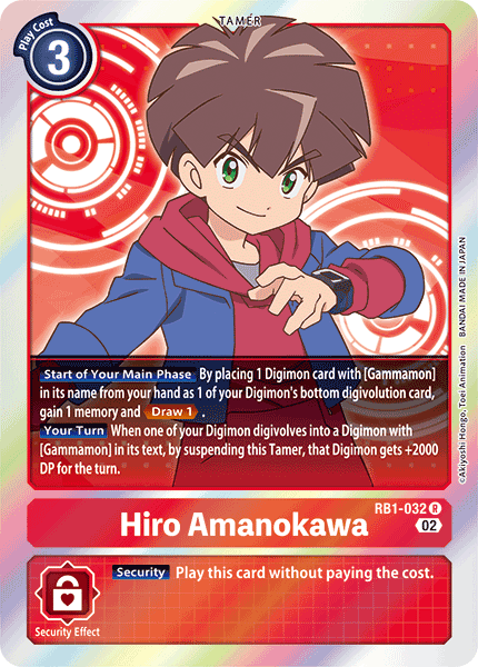 (032) Digimon TCG Resurgence Booster Single: Hiro Amanokawa (RB1-032) (V.1) Rare