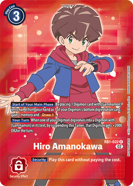 (032) Digimon TCG Resurgence Booster Single: Hiro Amanokawa (RB1-032) (V.2) Alternative Art