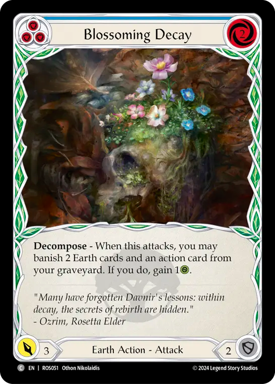 (ROS051) Flesh & Blood TCG Rosetta Single: Blossoming Decay (Blue) (Rainbow Foil) Common