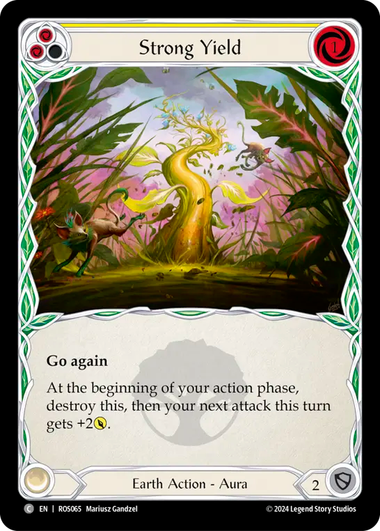 (ROS065) Flesh & Blood TCG Rosetta Single: Strong Yield (Yellow) (Rainbow Foil) Common