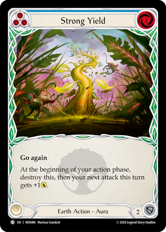 (ROS066) Flesh & Blood TCG Rosetta Single: Strong Yield (Blue) (Rainbow Foil) Common