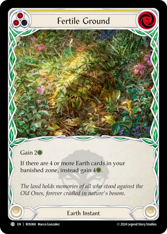 (ROS068) Flesh & Blood TCG Rosetta Single: Fertile Ground (Yellow) (Rainbow Foil) Common