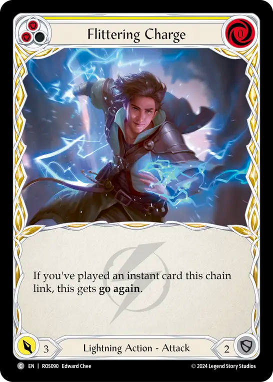 (ROS090) Flesh & Blood TCG Rosetta Single: Flittering Charge (Yellow) (Regular) Common