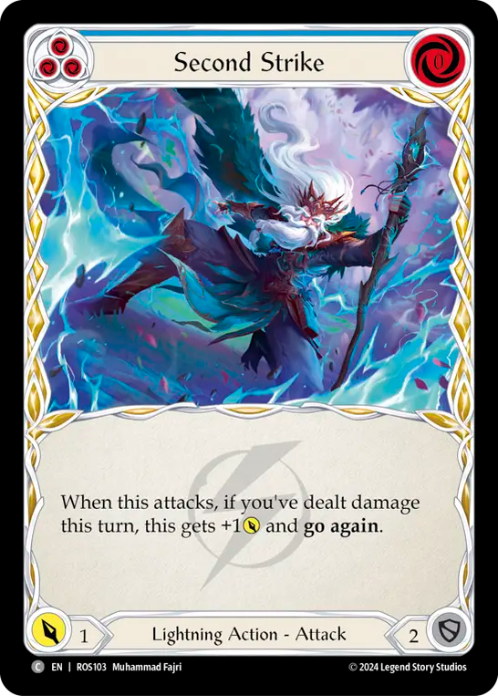 (ROS103) Flesh & Blood TCG Rosetta Single: Second Strike (Blue) (Rainbow Foil) Common