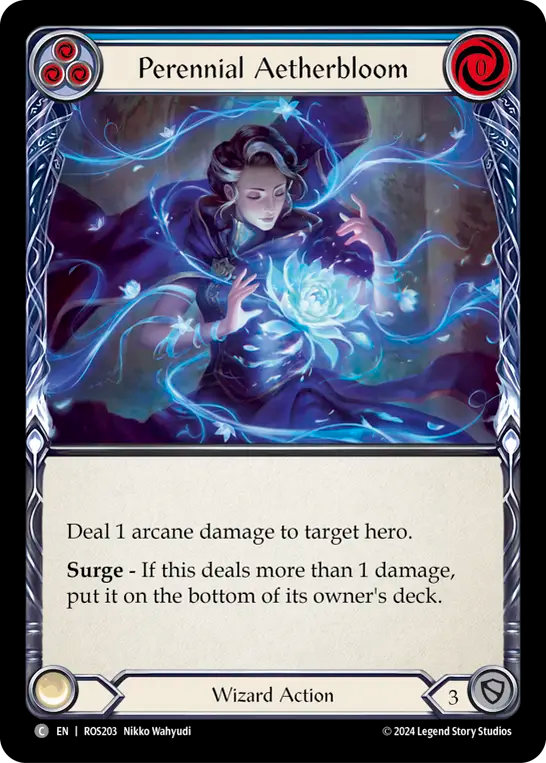 (ROS203) Flesh & Blood TCG Rosetta Single: Perennial Aetherbloom (Blue) (Rainbow Foil) Common