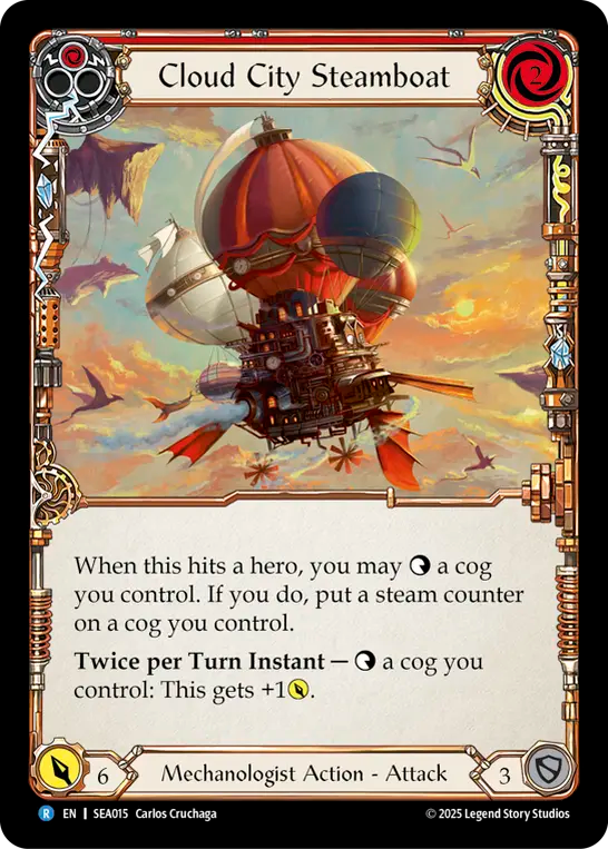 (015) Flesh & Blood TCG High Seas Single: Cloud City Steamboat (Red) (Regular) Rare