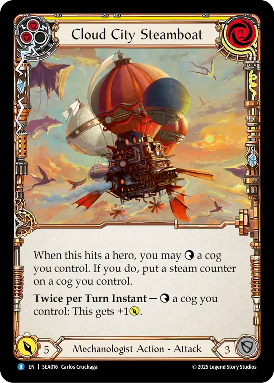 (016) Flesh & Blood TCG High Seas Single: Cloud City Steamboat (Yellow) (Regular) Rare