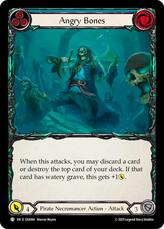 (064) Flesh & Blood TCG High Seas Single: Angry Bones (Blue) (Rainbow Foil) Common