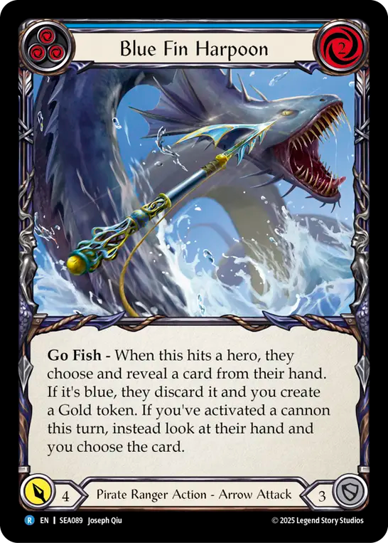 (089) Flesh & Blood TCG High Seas Single: Blue Fin Harpoon (Rainbow Foil) Rare