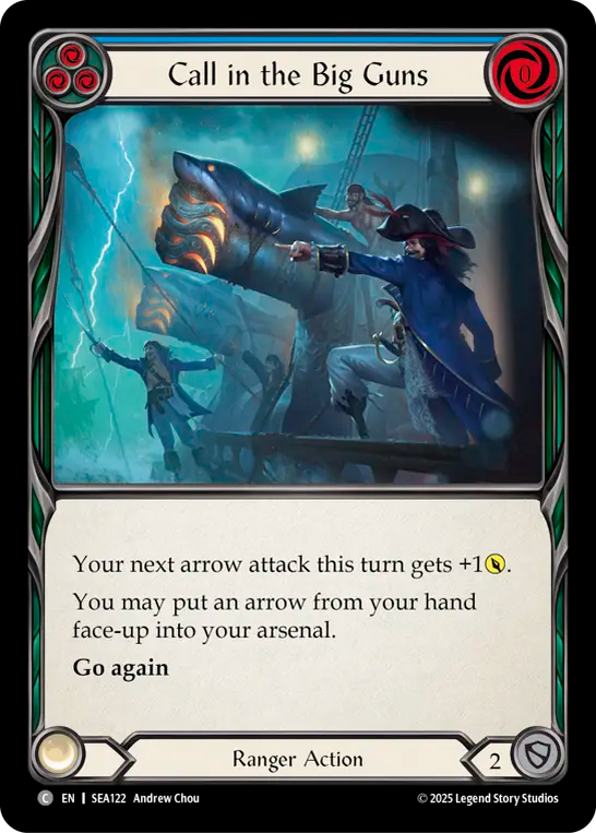 (122) Flesh & Blood TCG High Seas Single: Call in the Big Guns (Blue) (Rainbow Foil) Common