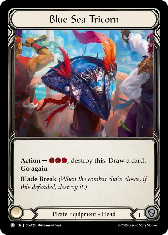(126) Flesh & Blood TCG High Seas Single: Blue Sea Tricorn (Regular) Common