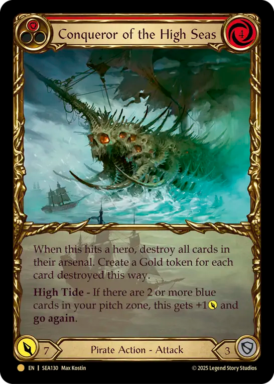 (130) Flesh & Blood TCG High Seas Single: Conqueror of the High Seas (Cold Foil) Majestic