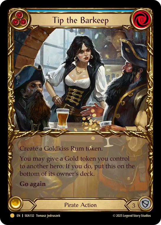 (132) Flesh & Blood TCG High Seas Single: Tip the Barkeep (Cold Foil) Majestic