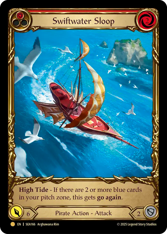 (166) Flesh & Blood TCG High Seas Single: Swiftwater Sloop (Red) (Cold Foil) Common